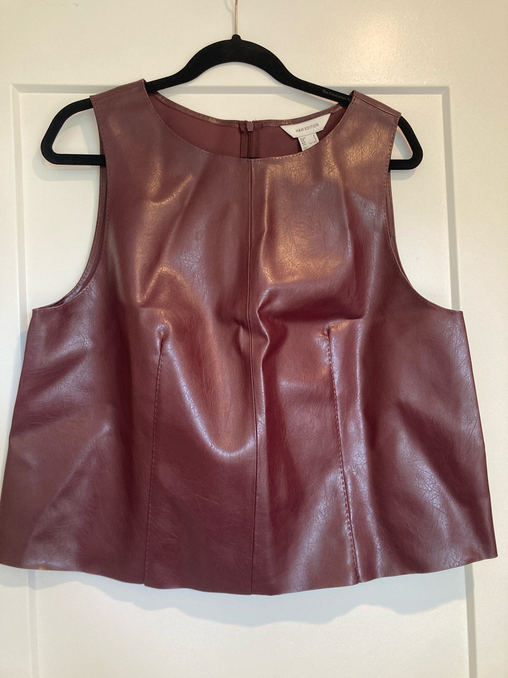 H&M Faux Leather Sleeveless Top in Deep Burgundy